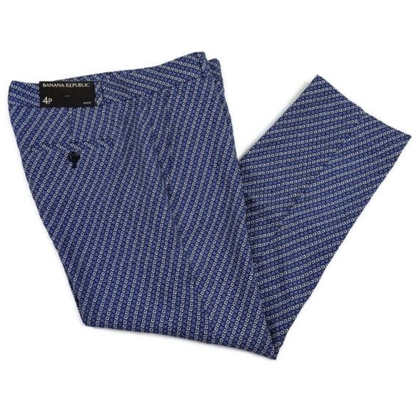 Banana Republic Avery Blue Geometric Stripe Ankle Pants Womens Size 4P Petite - Picture 5 of 7